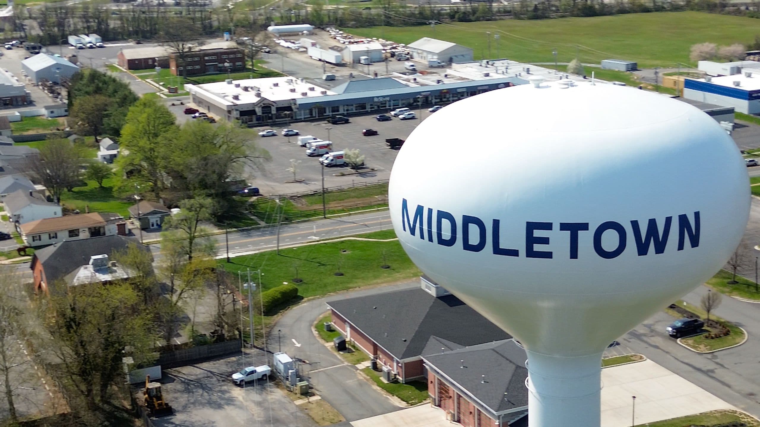 A photograph of the Middletown, Delaware Water Tower.