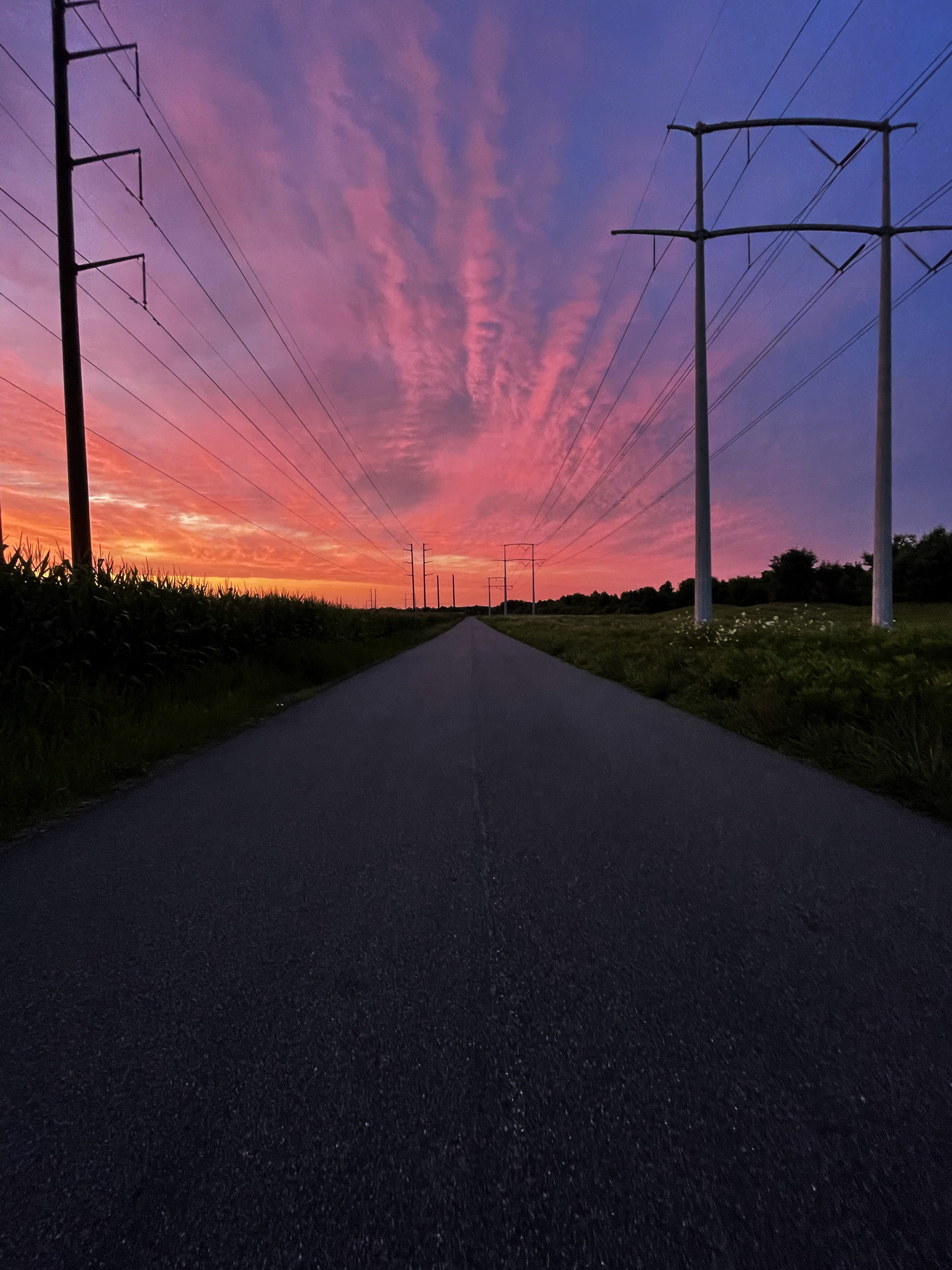 Photo of a street at sunset in Delaware, USA.